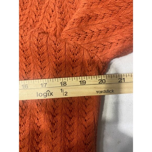 Vintage Pendleton Sweater Womens XL Petite Orange Open Knit Long Sleeves Pullove - Picture 6 of 10